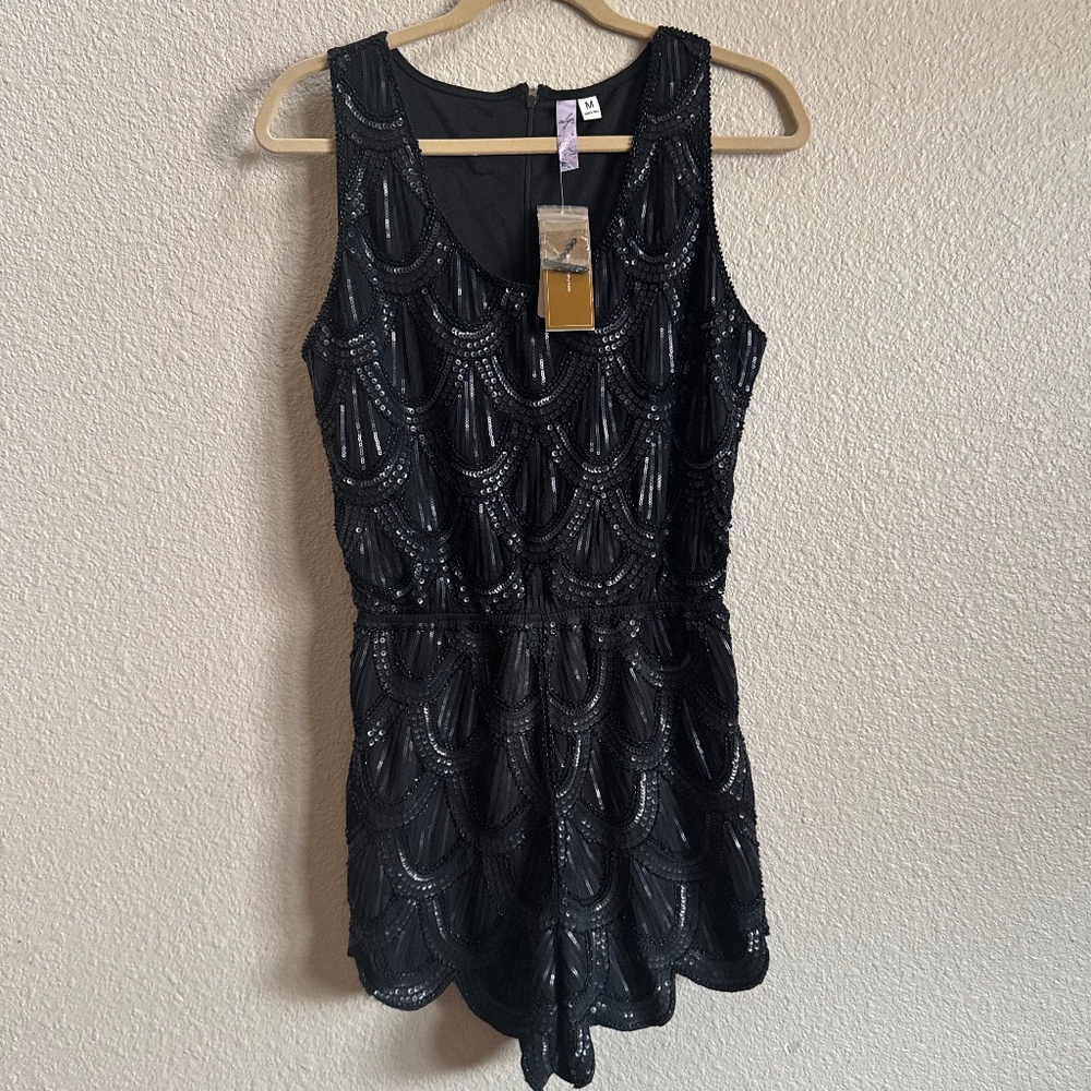 NWT Francesca’s Sequin and Bead Romper